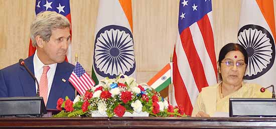 Sushma raises 'snooping' issue with Kerry